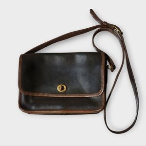 Vintage Coach City Spectator Compartment Crossbody Bag Black & Brown Leather